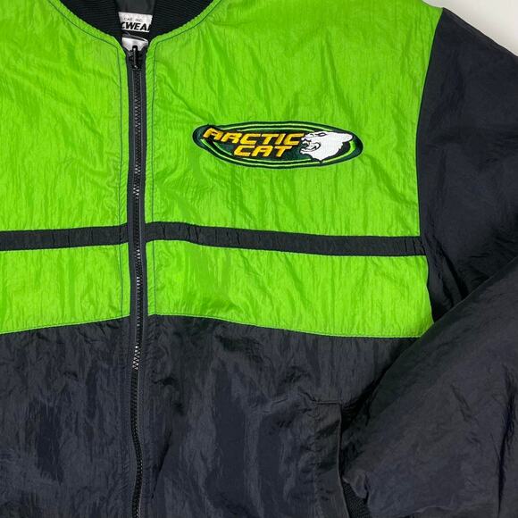 Vintage Arctic Cat Snowmobile 90s Quilt Lined Black & Green Jacket Size Medium - Picture 5 of 8